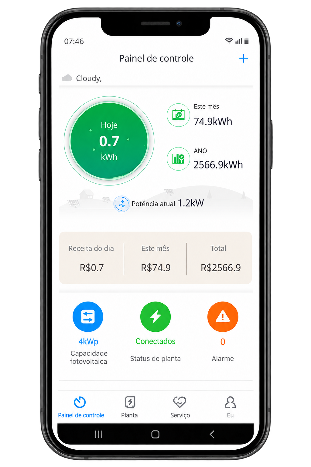 Aplicativo de monitoramento do sistema de energia solar